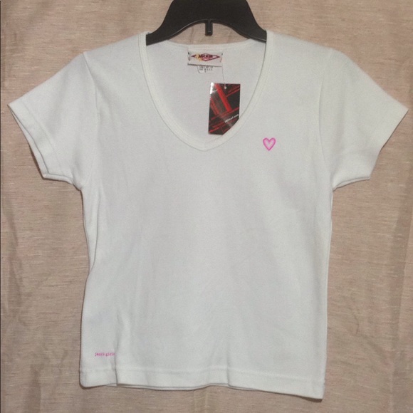 Jackie Surfwear Vneck white Tshirt Sz S - Picture 1 of 8